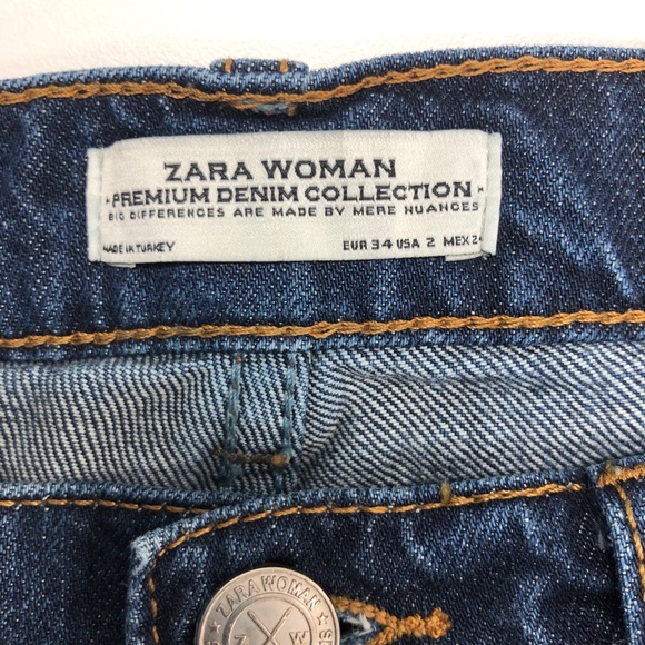sold * Zara Busted Knee Distressed Raw Hem Jeans Sz 2 - Picture 4 of 7